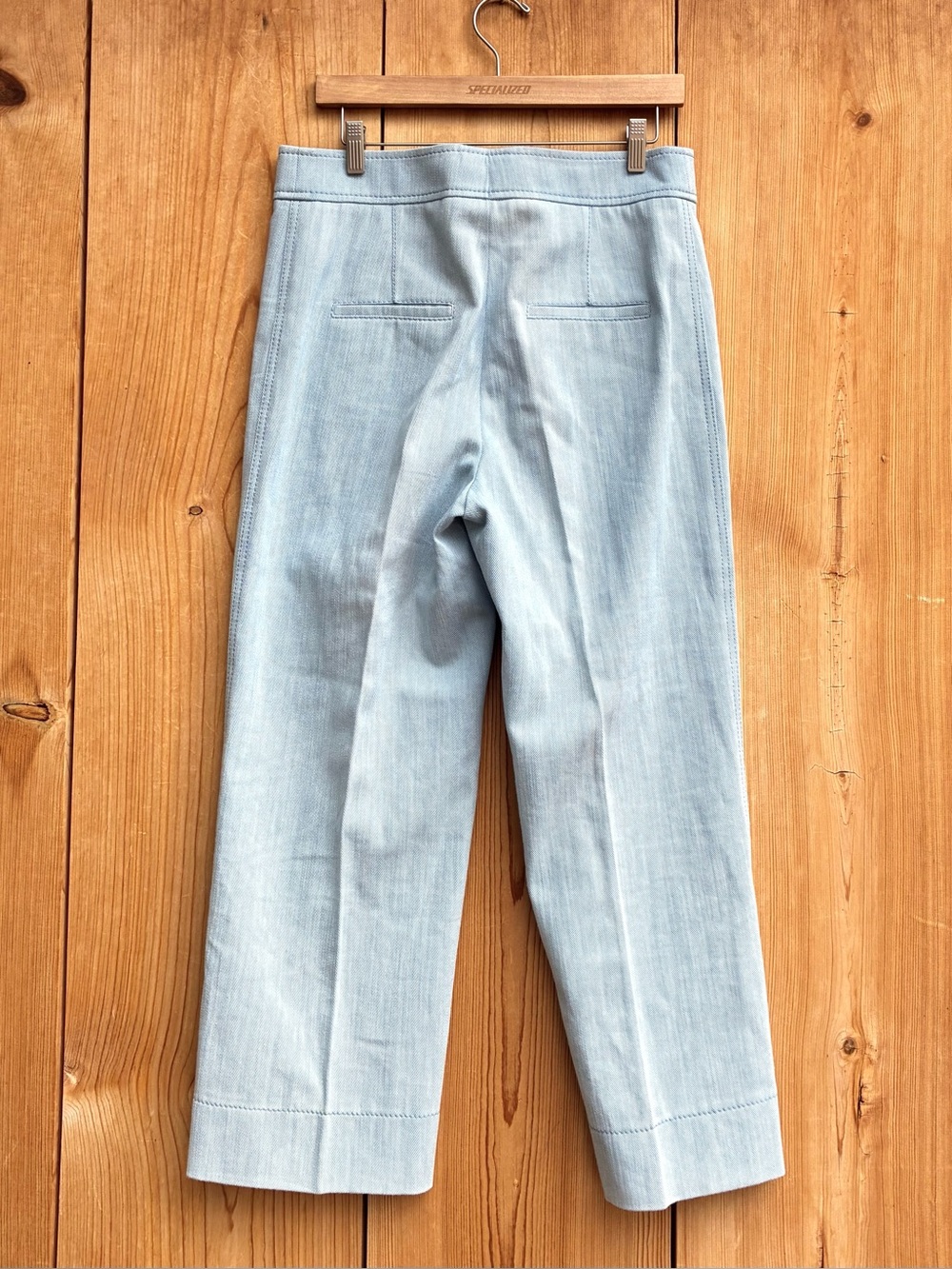 Akris Punto Chieko Cotton Denim Light Wide Leg Pants Sz 8 - Picture 6 of 7